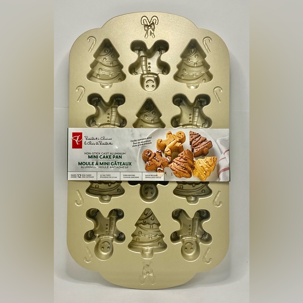 ✅ New PC Non-Stick Cast Aluminum Holiday Christmas 12 Festive 3D Mini Loaf Pan